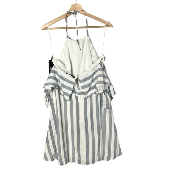 Lulu's The Wind is Right Blue and White Striped Off-the-Shoulder Dress XL - Picture 4 of 5